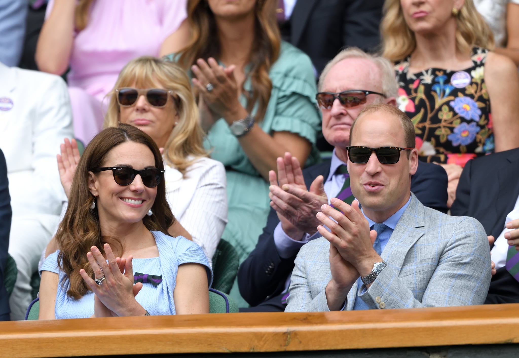 LONDON, ENGLAND - JULY 14: Catherine, Duchess of Cambridge and Prince William, Duke of Cambridge in the Royal Box on Centre court during Men