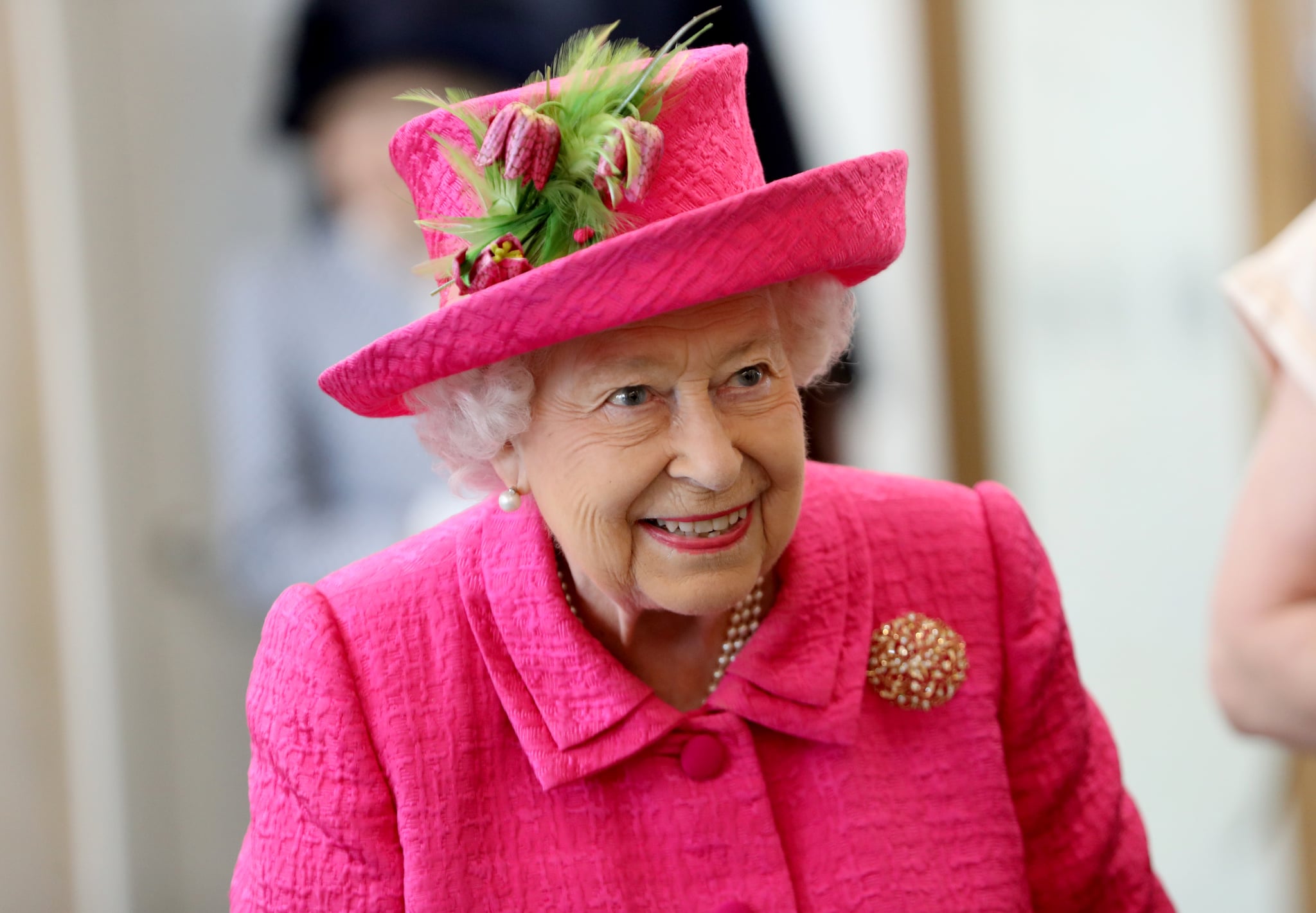 CAMBRIDGE, ENGLAND - JULY 09:  Queen Elizabeth II during a visit to the NIAB, (National Institute of Agricultural Botany) on July 09, 2019 in Cambridge, England. (Photo by Chris Jackson/Getty Images)