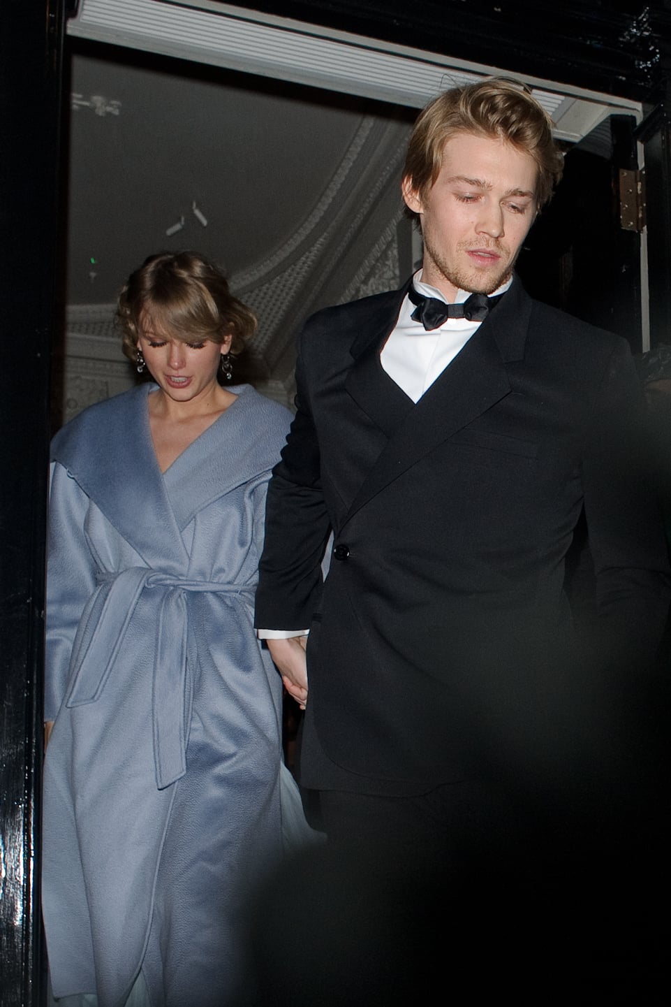 LONDON, ENGLAND - FEBRUARY 10:  Taylor Swift and Joe Alwyn seen attending the Vogue BAFTA party at Annabel