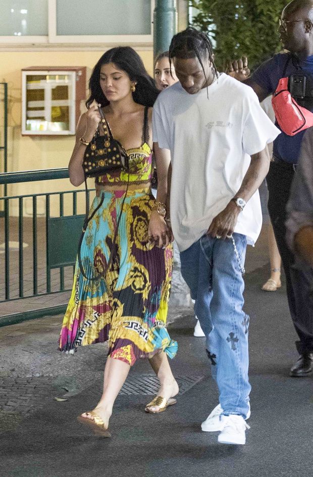 ** RIGHTS: ONLY UNITED STATES, BRAZIL, CANADA ** Capri, ITALY - Kylie Jenner and Travis Scott walking in Capri with their security as the couple take a break from parenting and enjoy an evening together.Pictured: Kylie Jenner, Travis Scott BACKGRID USA 8 AUGUST 2019 BYLINE MUST READ: Ciao Pix / BACKGRID USA: +1 310 798 9111 / usasales@backgrid.com UK: +44 208 344 2007 / uksales@backgrid.com *UK Clients - Pictures Containing Children Please Pixelate Face Prior To Publication*