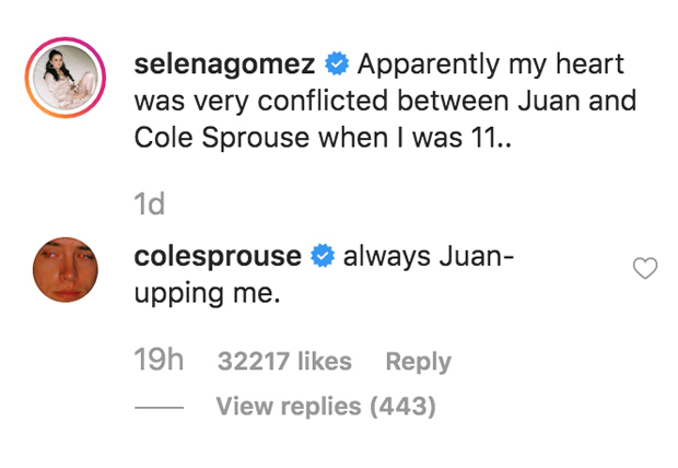 Selena Gomez, Cole Sprouse Instagram comments