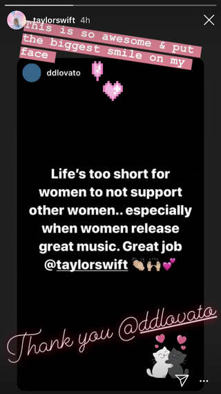 demi taylor insta 1567449901 Demi Lovato Just Praised TF Out Of Taylor Swifts Lover