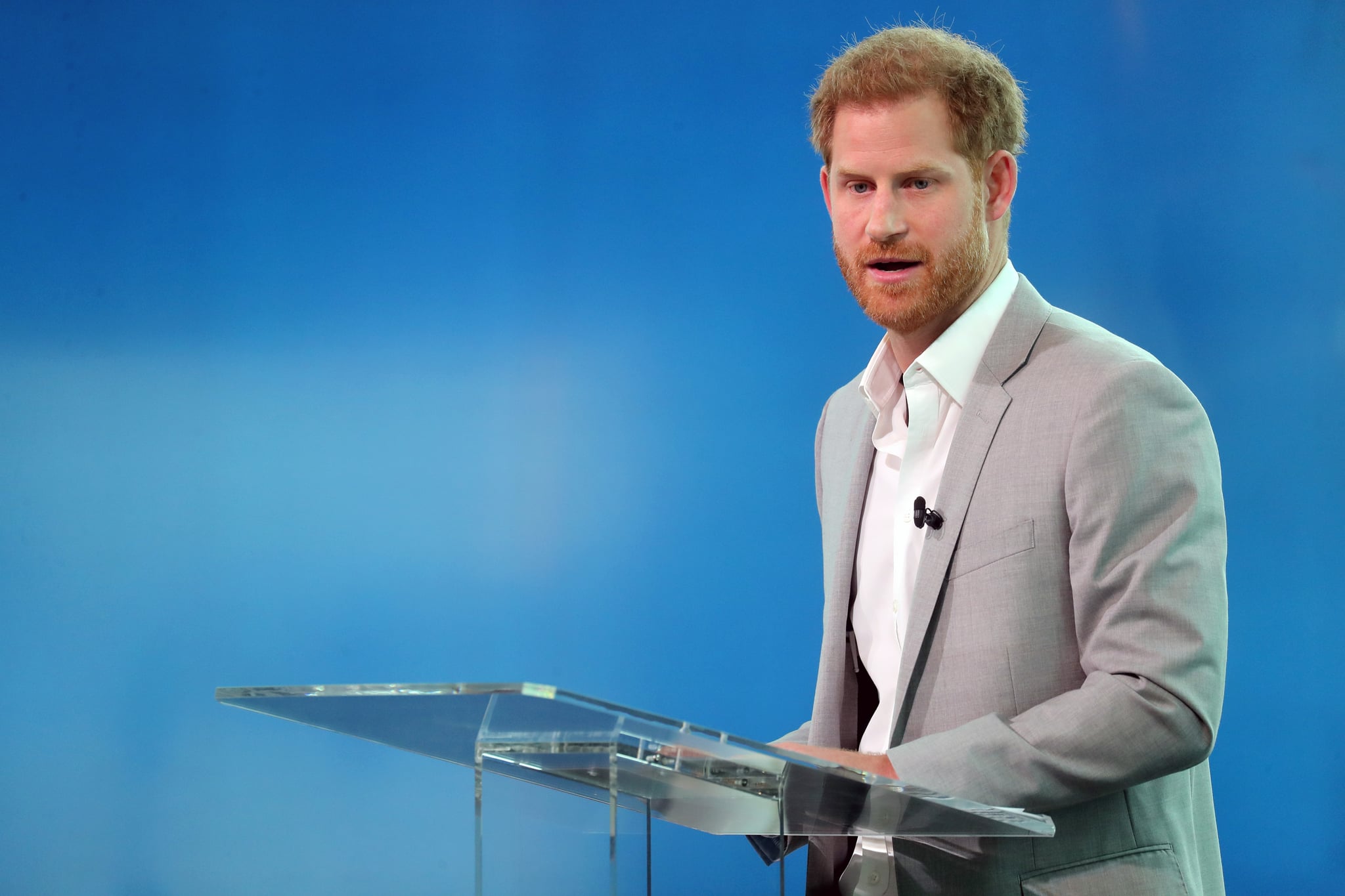 AMSTERDAM, NETHERLANDS - SEPTEMBER 03: Prince Harry, Duke of Sussex announces a partnership between Booking.com, SkyScanner, CTrip, TripAdvisor and Visa called
