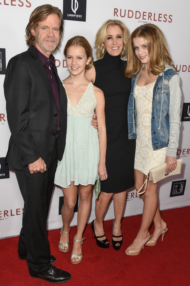 William H. Macy and Felicity Huffman with daughters Sophia Grace and Georgia Grace Macy