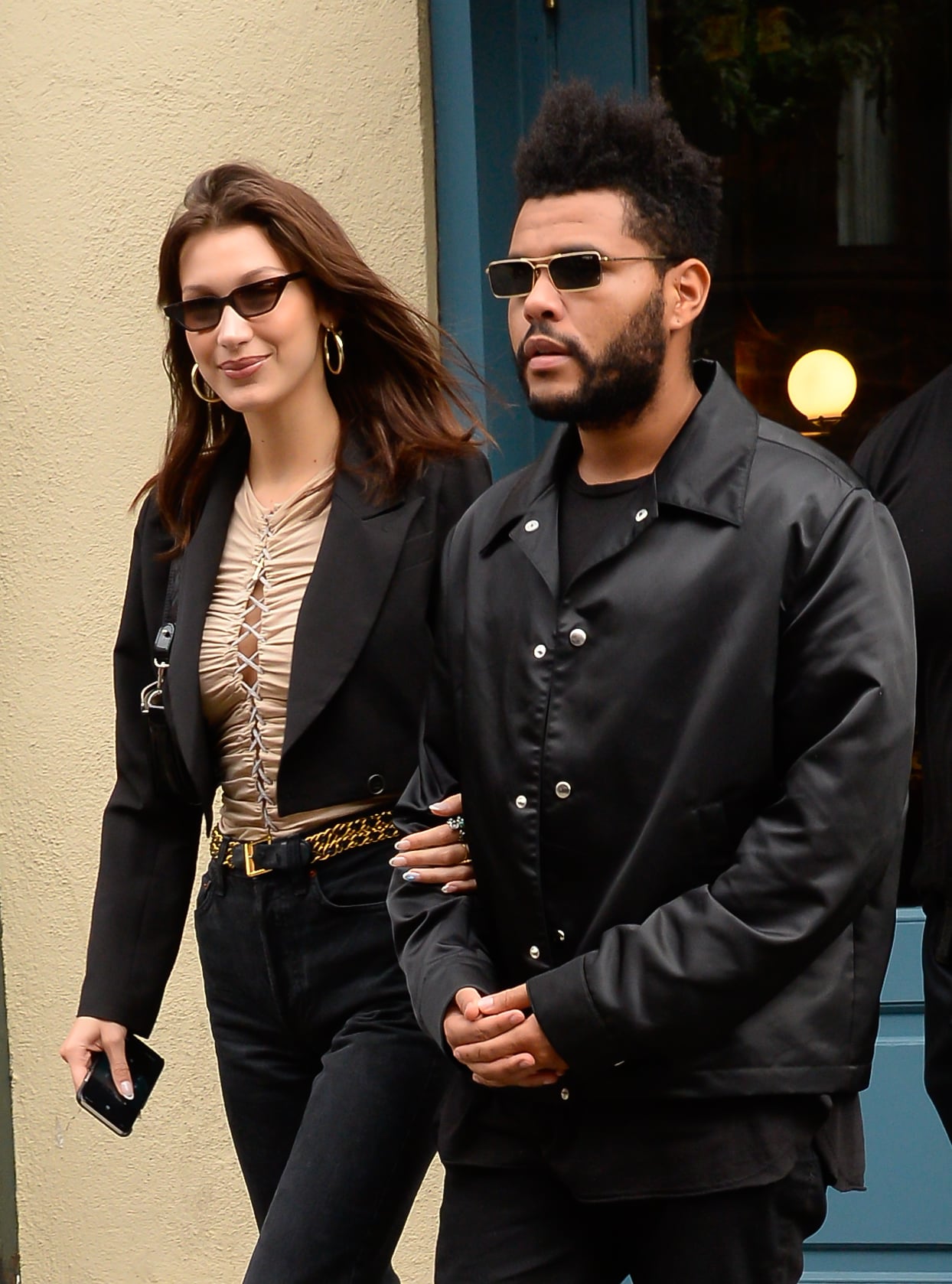 NEW YORK, NY - OCTOBER 09:  Model Bella Hadid and The Weeknd is seen on