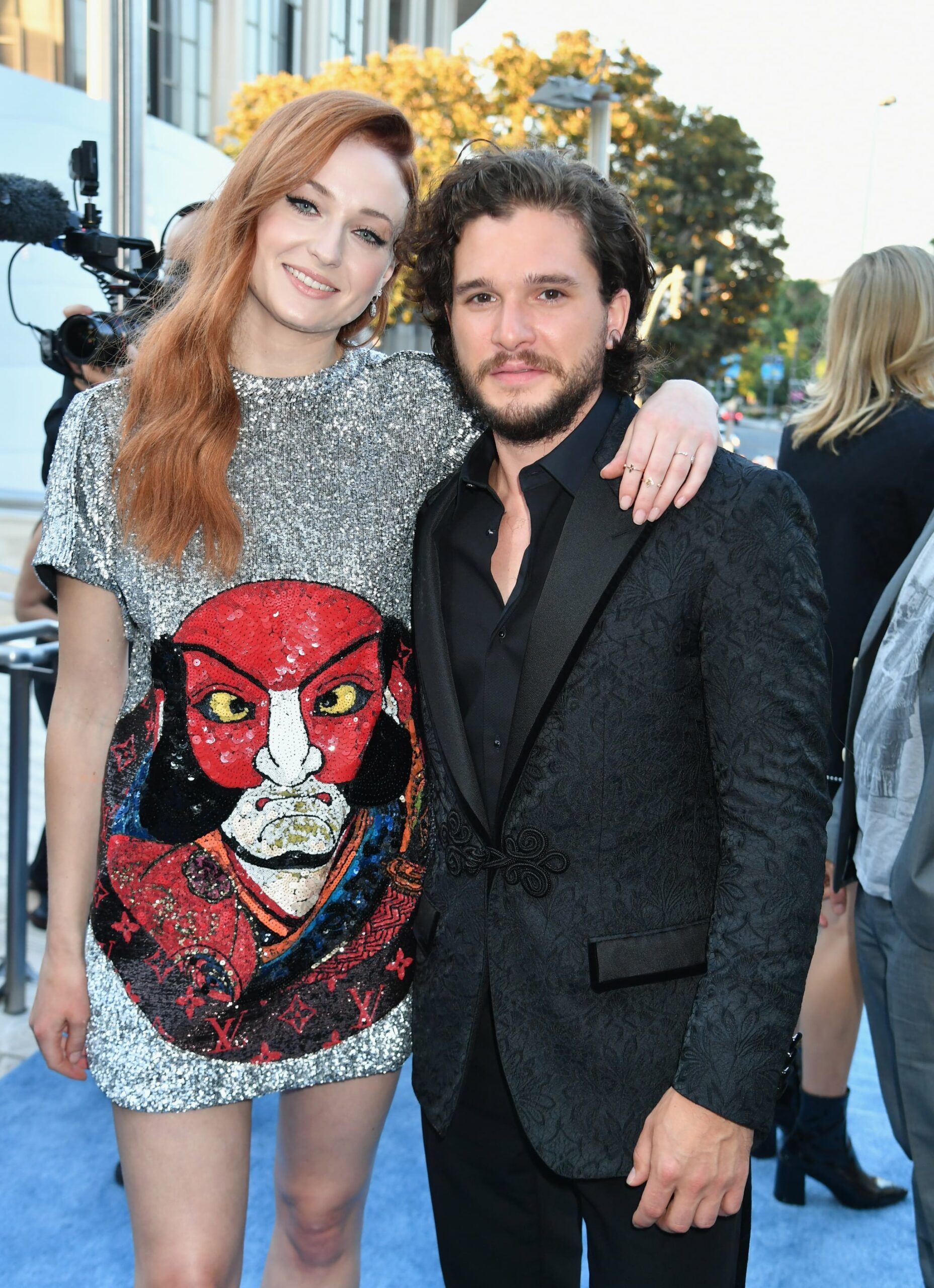 LOS ANGELES, CA - JULY 12: Actors Sophie Turner (L) and Kit Harrington at the Los Angeles Premiere for the seventh season of HBO