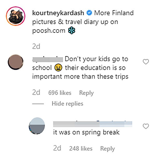 Kourtney Kardashian Instagram comments