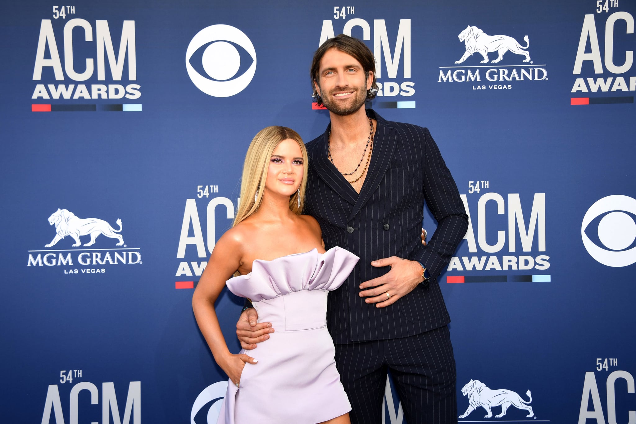 US singer Maren Morris (L) and US singer Ryan Hurd arrive for the 54th Academy of Country Music Awards on April 7, 2019, at the MGM Grand Garden Arena in Las Vegas, Nevada. (Photo by Robyn Beck / AFP)        (Photo credit should read ROBYN BECK/AFP/Getty Images)