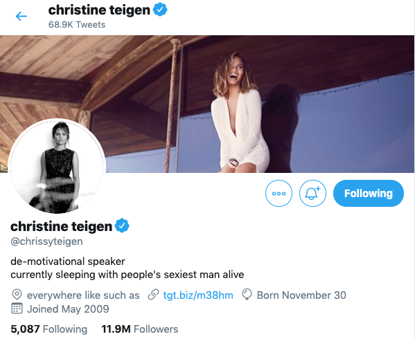 chrissy teigen twitter page John Legend Won Sexiest Man Alive— But Chrissy Teigen Just Won Twitter