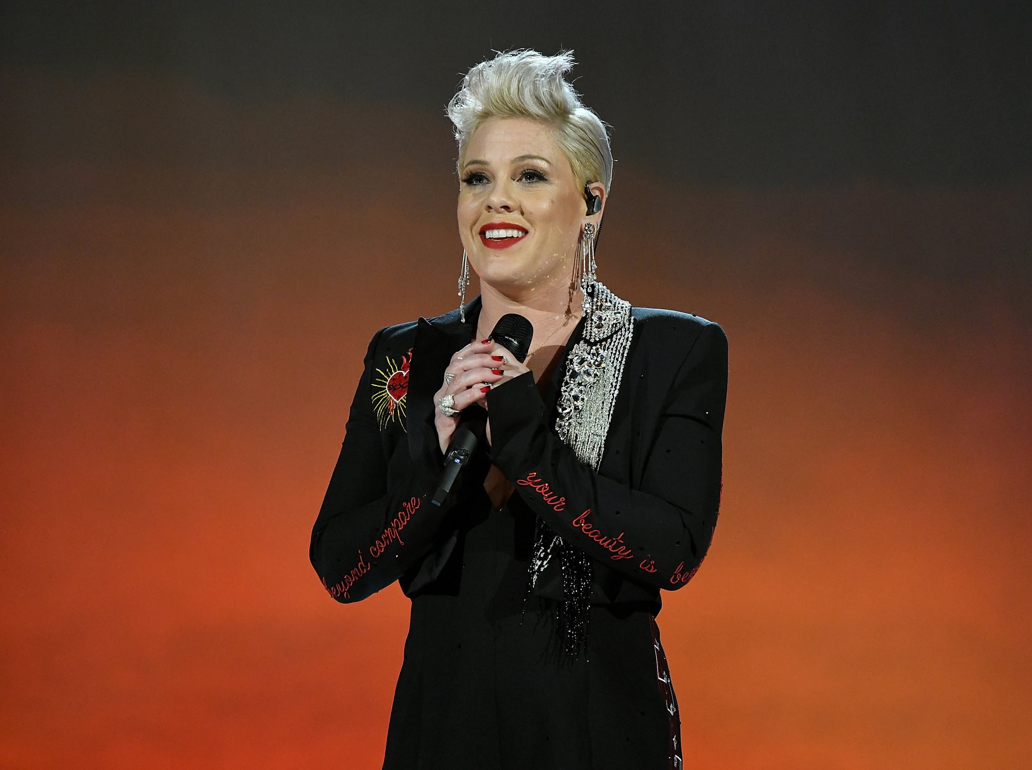 LOS ANGELES, CA - FEBRUARY 08:  P!nk performs onstage at MusiCares Person of the Year honoring Dolly Parton at Los Angeles Convention Center on February 8, 2019 in Los Angeles, California.  (Photo by Michael Kovac/Getty Images for NARAS)