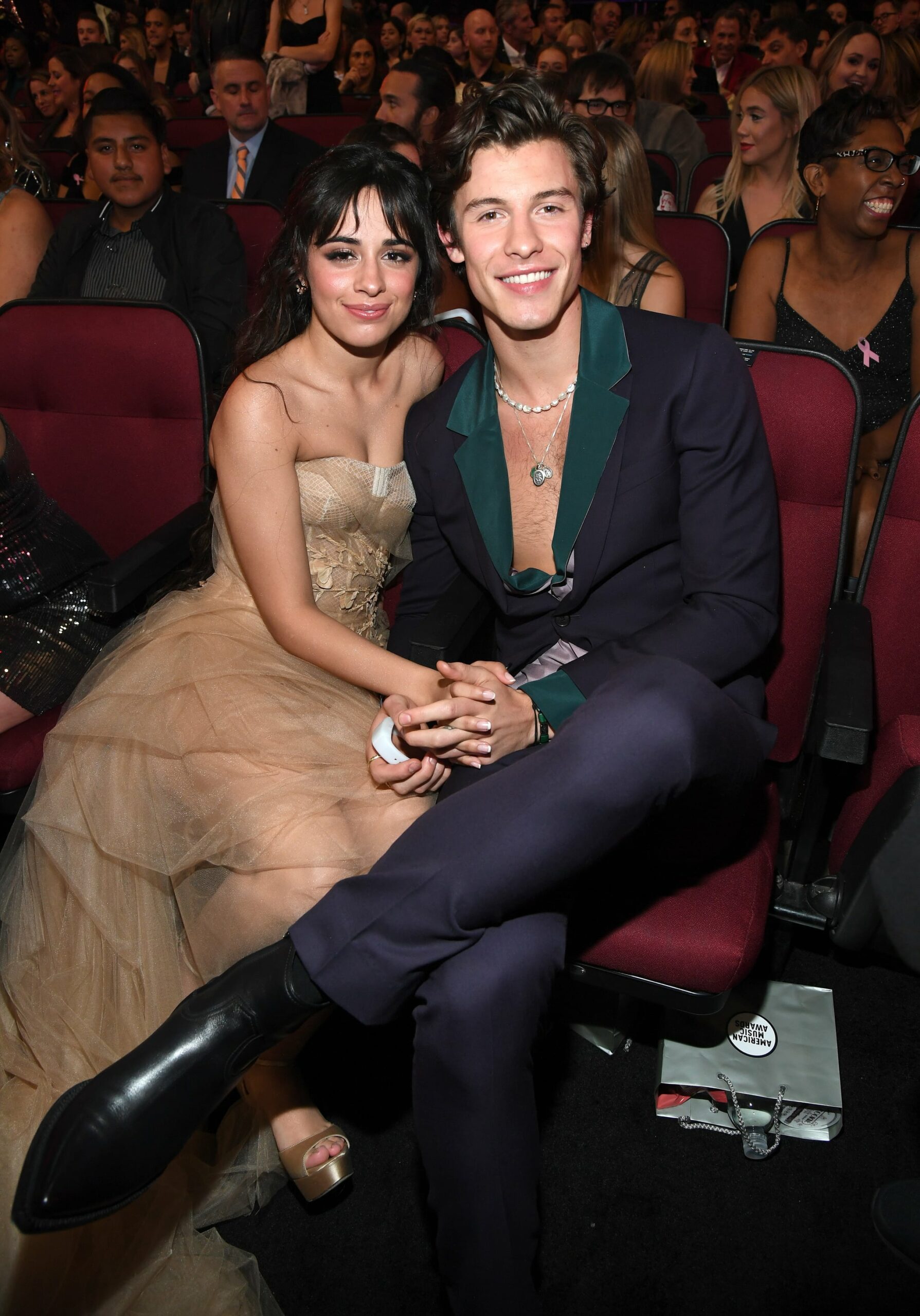 LOS ANGELES, CALIFORNIA - NOVEMBER 24: Camila Cabello and Shawn Mendes attend the 2019 American Music Awards at Microsoft Theater on November 24, 2019 in Los Angeles, California. (Photo by Kevin Mazur/AMA2019/Getty Images for dcp)