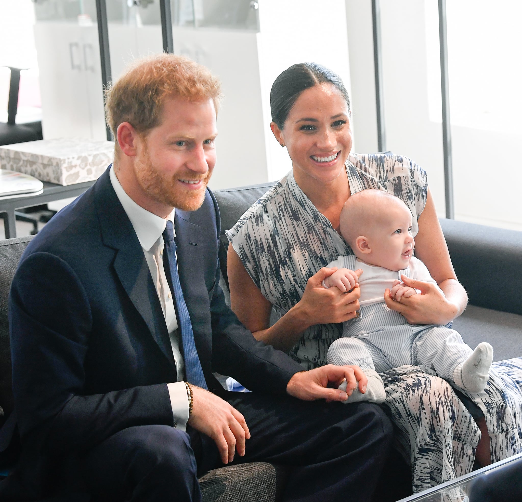 CAPE TOWN, SOUTH AFRICA - SEPTEMBER 25: Prince Harry, Duke of Sussex, Meghan, Duchess of Sussex and their baby son Archie Mountbatten-Windsor meet Archbishop Desmond Tutu and his daughter Thandeka Tutu-Gxashe at the Desmond & Leah Tutu Legacy Foundation during their royal tour of South Africa on September 25, 2019 in Cape Town, South Africa. (Photo by Toby Melville/Pool/Samir Hussein/WireImage)