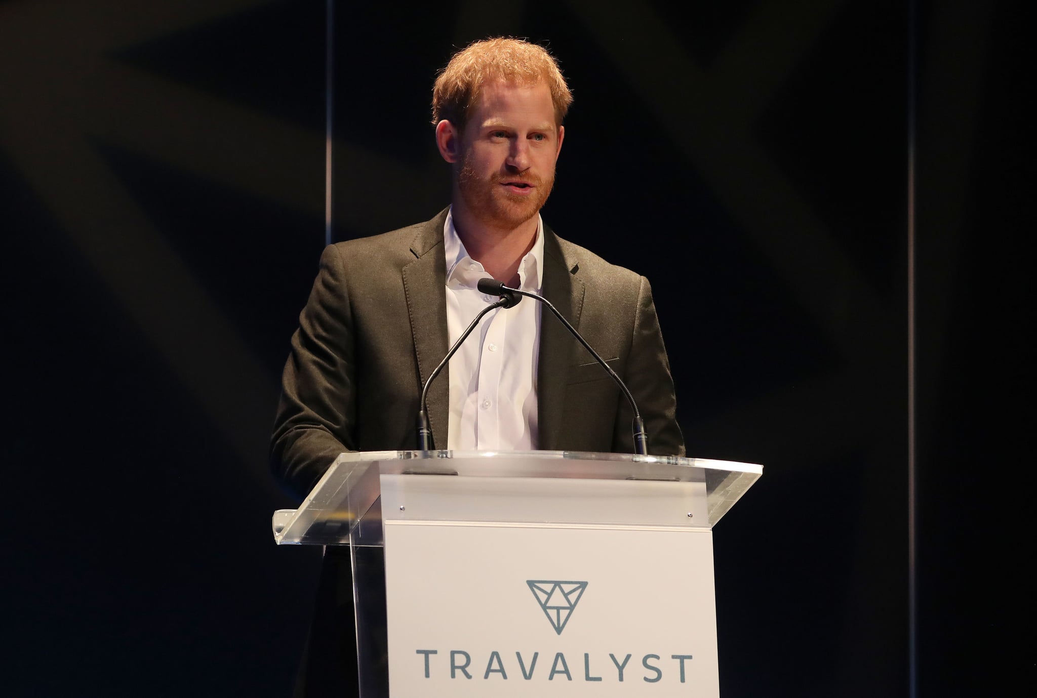 EDINBURGH, SCOTLAND - FEBRUARY 26: Prince Harry, Duke of Sussex speaks as he attends a sustainable tourism summit at the Edinburgh International Conference Centre on February 26, 2020 in Edinburgh, Scotland. (Photo by Andrew Milligan-WPA Pool/Getty Images)
